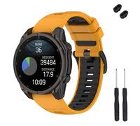 TopPerfekt Strap Compatible with Garmin Fenix 8/8 Pro 51/47/43mm, Soft Silicone Replacement Watch Band Wristband for Instinct 3/Fenix 7 (Orange - Black, 26mm- Fenix 8 51mm)