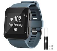 TopPerfekt Strap Compatible with Garmin Forerunner 35, Soft Silicone Replacement Watch Band Strap for Garmin Forerunner 35 Smart Watch, Fit 5.11-9.05 Inch (130-230 mm) Wrist (Slate (Black buckle))