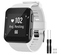 TopPerfekt Strap Compatible with Garmin Forerunner 35, Soft Silicone Replacement Watch Band Strap for Garmin Forerunner 35 Smart Watch, Fit 5.11-9.05 Inch (130-230 mm) Wrist (White (Black buckle))