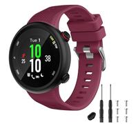 TopPerfekt Strap Compatible with Garmin Forerunner 45, Sport Silicone Wristband Arm Band Replacement Bracelet for Forerunner 45 and Swim 2 (Wine Silver Buckle)