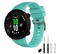 TopPerfekt Strap Compatible with Garmin Forerunner 45s, Sport Silicone Wristband Arm Band Replacement Bracelet for Forerunner 45s (Teal Silver Buckle)