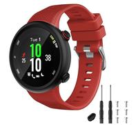 TopPerfekt Strap Compatible with Garmin Forerunner 45s, Sport Silicone Wristband Arm Band Replacement Bracelet for Forerunner 45s (Red Silver Buckle)