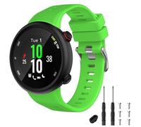 TopPerfekt Strap Compatible with Garmin Forerunner 45s, Sport Silicone Wristband Arm Band Replacement Bracelet for Forerunner 45s (Green Silver Buckle)