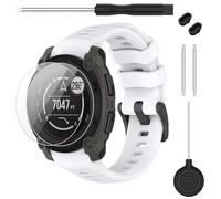 TopPerfekt Strap Compatible with Garmin Instinct E 40 mm 45 mm, Soft Silicone Replacement Watch Strap 20 mm 22 mm and 2 x Screen Protectors for Instinct E Smart Watch for Women Men, 20mm-Instinct E