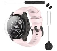 TopPerfekt Strap Compatible with Garmin Instinct E 40 mm 45 mm, Soft Silicone Replacement Watch Strap 20 mm 22 mm and 2 x Screen Protectors for Instinct E Smart Watch for Women Men, 20mm-Instinct E