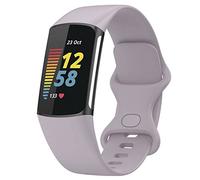 TopPerfekt Straps Compatible with Fitbit Charge 5 Strap, Adjustable Soft Silicone Sport Replacement Watch Band Wristbands Bracelet for Charge 5 Activity Tracker Women Men (Lavender, Large)