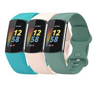 TopPerfekt Straps Compatible with Fitbit Charge 5 Strap, Adjustable Soft Silicone Sport Replacement Watch Band Wristbands Bracelet for Charge 5 Activity Tracker Women Men (3-packs, Small)