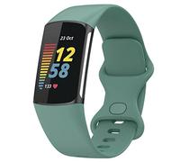 TopPerfekt Straps Compatible with Fitbit Charge 6 Strap, Adjustable Soft Silicone Sport Replacement Watch Band Wristbands Bracelet for Charge 5 Activity Tracker Women Men (Pine green, Large)