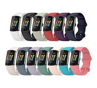 TopPerfekt Straps Compatible with Fitbit Charge 6 Strap, Adjustable Soft Silicone Sport Replacement Watch Band Wristbands Bracelet for Charge 5 Activity Tracker Women Men (13-packs, Small)