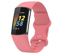 TopPerfekt Straps Compatible with Fitbit Charge 6 Strap, Adjustable Soft Silicone Sport Replacement Watch Band Wristbands Bracelet for Charge 5 Activity Tracker Women Men (Pink, Large)