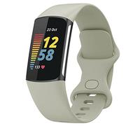 TopPerfekt Straps Compatible with Fitbit Charge 6 Strap, Adjustable Soft Silicone Sport Replacement Watch Band Wristbands Bracelet for Charge 5 Activity Tracker Women Men (Rock ash, Large)