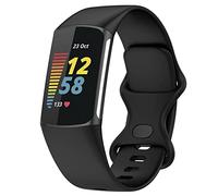 TopPerfekt Straps Compatible with Fitbit Charge 6 Strap, Adjustable Soft Silicone Sport Replacement Watch Band Wristbands Bracelet for Charge 5 Activity Tracker Women Men (Black, Large)