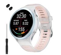 TopPerfekt Watch Band Compatible with Garmin Forerunner 570 47mm, Soft Silicone Replacement Straps Wristbands Fit for Garmin Venu 4 45mm/Venu 3/Forerunner 265/255 Smartwatch for Women Men Clear/Pink