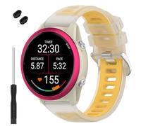 TopPerfekt Watch Band Compatible with Garmin Forerunner 570 47mm, Soft Silicone Replacement Straps Wristbands Fit for Vívoactive 4/Venu 3/Forerunner265/255 Smartwatch for Women Men Clear-Mango Yellow