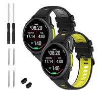 TopPerfekt Watch Band Compatible with Garmin Forerunner 970, Soft Silicone Replacement Straps Wristbands Fit for Garmin Forerunner 965/955 Smartwatch for Women Men 2 Pack (Black Grey/Black Lime)