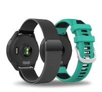 TopPerfekt Watch Band for Garmin Forerunner 265, Soft Silicone Sport Replacement Strap and Stainless Steel Band for Forerunner 570 47mm/255/265-Music, Venu 2/3 (22mm) - (Lake Blue/Black + Black)