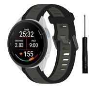 TopPerfekt Watch Band for Garmin Forerunner 265S, Soft Silicone Sport Replacement Strap for Forerunner 255S/265S-Music, Venu 41mm/3S/2S (18mm) - Black Edge/Jungle Green