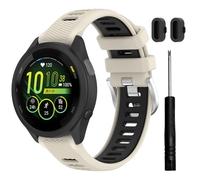 TopPerfekt Watch Strap for Garmin Forerunner 265, Soft Silicone Sport Replacement Band for Forerunner 570 47mm/255/265-Music, Venu 2/3 (22mm) - (Starlight Black)