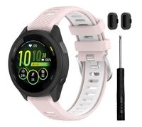 TopPerfekt Watch Strap for Garmin Forerunner 265, Soft Silicone Sport Replacement Band for Forerunner 570 47mm/255/265-Music, Venu 2/3 (22mm) - (Pink White)