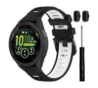 TopPerfekt Watch Strap for Garmin Forerunner 265, Soft Silicone Sport Replacement Band for Forerunner 570 47mm/255/265-Music, Venu 2/3 (22mm) - (Black White)