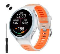 TopPerfekt Watch Straps Compatible with Garmin Forerunner 570 47mm, Soft Silicone Replacement Band Wristbands Fit for Garmin Venu 4 45mm/Venu 3/Forerunner 265/255 Smartwatch for Women Men Clear/Orange