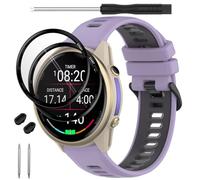 TopPerfekt Watch Straps Compatible with Garmin Forerunner 970, Soft Silicone Replacement Band Wristbands Fit for Garmin Forerunner 965/955/Descent G1 Smartwatch for Women Men Purple - Black