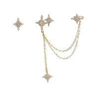 TOPPERFUN 1 Pair Asymmetric Star Dangler Earrings for Women Chic Golden Long Tassel Ear Decor Lightweight and Easy to Wear for Daily Fashion and Special Occasions Unique Statement Jewelry