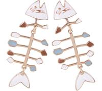 TOPPERFUN 1 Pair Fish Bone Dangle Earrings Novelty Jewelry for Women Creative Design for Daily Wear Special Occasions Unique Comfortable Fashion Accessory