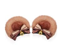 TOPPERFUN 1 Pair Kawaii Bear Ear Hair Clips for Adorable Cosplay Hair Accessories with Bow for Parties Festivals and Halloween Cute Headpiece