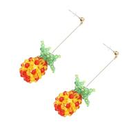 TOPPERFUN 1 Pair Silver Crystal Pineapple Strawberry Earrings for Women Fashion Fruit Dangle Ear Jewelry Creative Design for Parties Shopping and Daily Wear