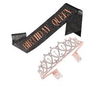 TOPPERFUN 1 Set Creative Birthday Queen Sash and Crown Tiara for Durable Decorative Accessories for Memorable Birthday Celebrations