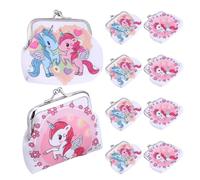 TOPPERFUN 10pcs Change Purse for Women: Mini Unicorn Wallet Cartoon Coin Pouch with Kiss Lock for Little Girls Daughter Jewelry Money Cards Key Holder