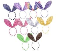 TOPPERFUN 10pcs Colorful Rabbit Ears Headband Women Hair Accessories for Girls Easter Party Bunny Ear Headband Costume Headdress Ornament Random Color