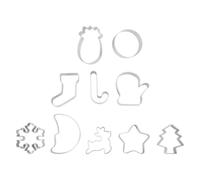 TOPPERFUN 10pcs Cookie Cutter Set Christmas Molds Biscuit Moulds for Baking White Aluminium Alloy Non-Stick Easy Demoulding Christmas Party