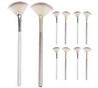 TOPPERFUN 10pcs Fan-shaped Facial Powder Brushes Small Portable Cosmetic Applicators for Highlighting and Acid Essence Application Soft Bristle for Travel Go Beauty