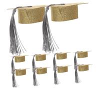 TOPPERFUN 10pcs Graduation Hat Goblet Covers Caps for Party Decorations Funny Graduation Party Wine Covers Tassel Decor for College and High School Celebration