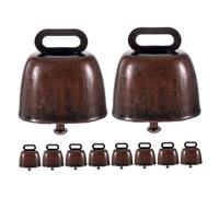 TOPPERFUN 10pcs Handmade Small Rustic Iron Farm Animal Bells Weatherproof Hanging Cow Sheep Goat Grazing Bells Outdoor Decoration for Christmas and DIY