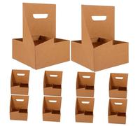 TOPPERFUN 10pcs Kraft Paper Drink Carriers with Handle Thickened Cardboard Beverage Holders for Hot and Cold Drinks Versatile Takeaway Cup Holders for Coffee Milk Tea Flowers Food Trucks and