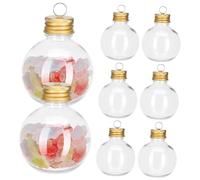TOPPERFUN 10pcs Lightbulb Shape Juice Bottles with Gold Ring Caps Pet Anti-leak Beverage Containers for Christmas Tree Decorations Party Drinks Storage