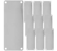 TOPPERFUN 10pcs Stainless Steel Name Plates 100x40mm Brushed Metal Blanks with 4 Holes Multi-function DIY Hotel Door Signs for Office and Business Use