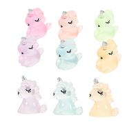 TOPPERFUN 12pcs Mini Unicorn Figurine Glow-in-the-Dark Car Ornament DIY Cartoon Unicorn Decoration for Vehicle or Home Display