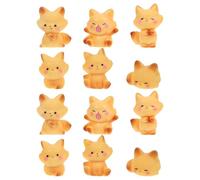 TOPPERFUN 12pcs Miniature Fox Figurines: Resin Collectibles for Fairy Gardens Terrariums & DIY Moss Landscapes - Zoo Animals Statue for Cake Topper Decor