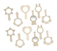 TOPPERFUN 12Pcs Unfinished Wooden Small Mirrors DIY Painting Craft for Early Education Handheld Mirrors for Creative Art Activities and Fine Motor Skill Development
