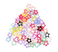 TOPPERFUN 150pcs Colorful Resin Heart Star Nail Charms Cute Nail Gems Multi-shape Decorations for Women DIY Manicure Accessories Lightweight Studs