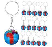 TOPPERFUN 16pcs Globe Keychains Mini Earth Pendant Educational Party Favors Lightweight Backpack Key Rings Continents Ocean Design Gift for Students Teachers