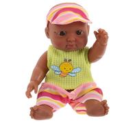 TOPPERFUN 18cm Black Reborn Doll Soft Vinyl African American Newborn Doll Realistic Mini for Boys and