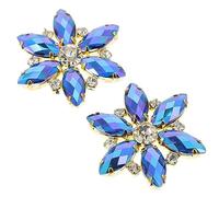 TOPPERFUN 1Pair Elegant Dark Blue Floral Shoe Clips Rhinestone Bridal Shoe Buckles for Weddings Parties Special Occasions for High Heels Flats Sandals Unique