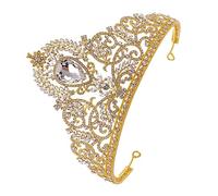 TOPPERFUN 1Pc Baroque Style Rhinestone Inlaid Crown for Women Elegant Hair Hoop for Brides Ladies Luxurious Design for Weddings Parties and Special Occasions Golden