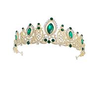 TOPPERFUN 1pc Elegant Rhinestone Tiara Crown Headdress for Bride Headband for Weddings Parties and Cosplay Stunning Green Crystal Decor Accessory for Memorable Moments