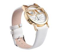TOPPERFUN 1pc Fashionable Cat Eye Quartz Wrist Watch for Boys and Chic PU Strap Design Stylish White Color for All Occasions Attention Grabbing Accessory